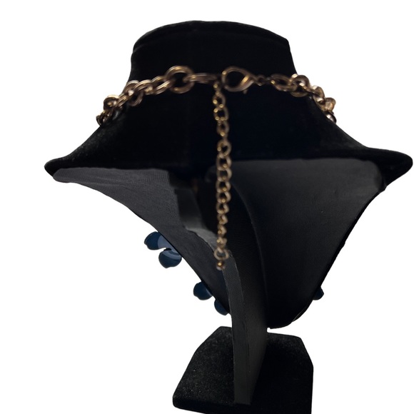 Blue Flower Statement Necklace Approximately 18 to 24 Inches - Picture 4 of 8